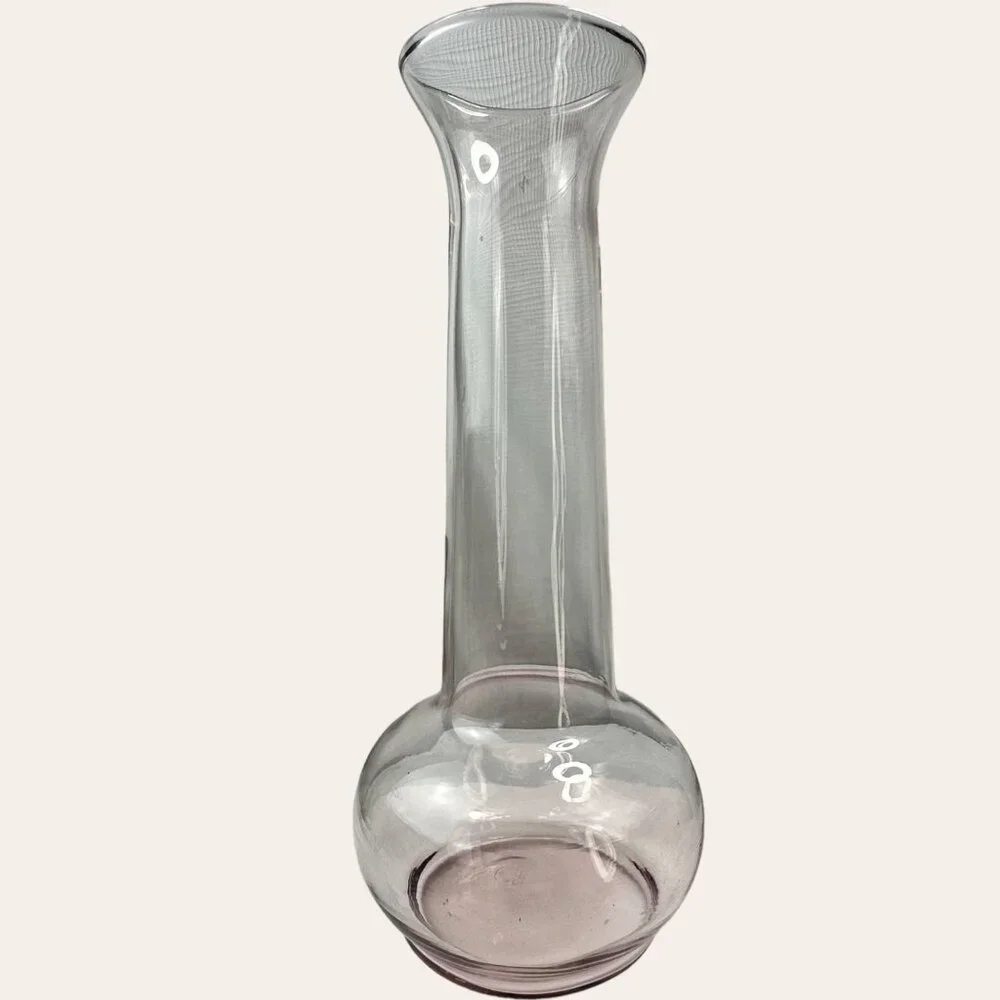 Blush Glass Vase With Round Base And Flared Neck - 10.5 Inches Tall